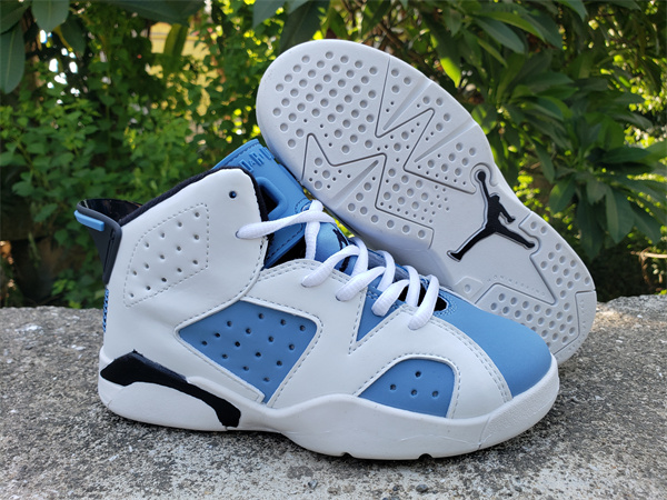 Youth Running weapon Air Jordan 6 White/Blue Shoes 003